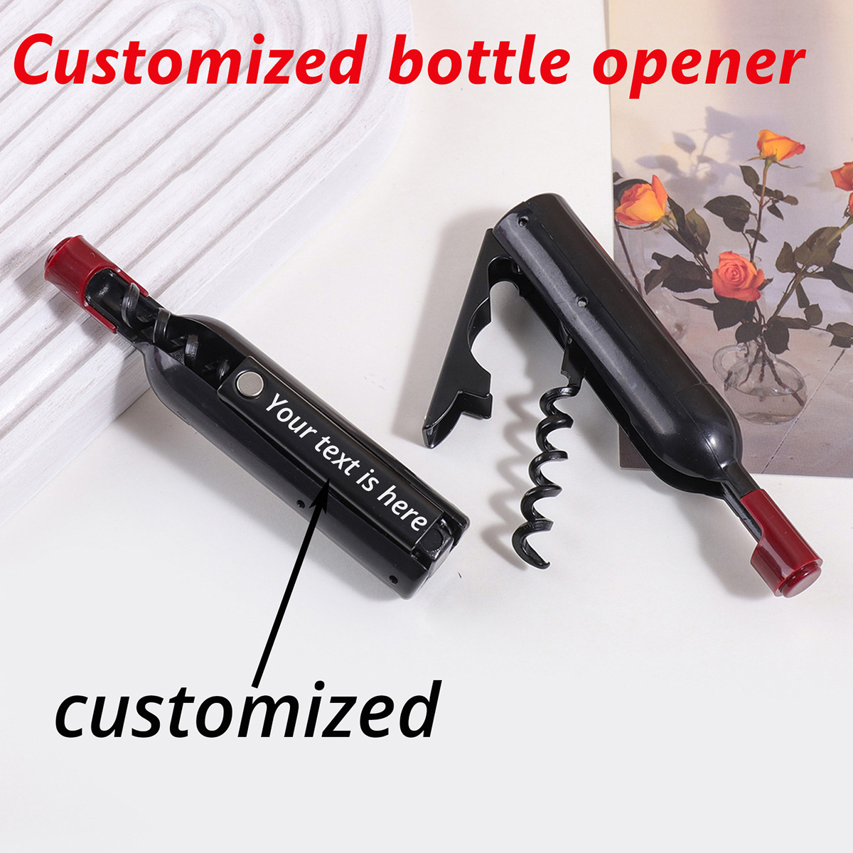 Wine With Beer Name - Custom Text Wine Opener Personalized Name